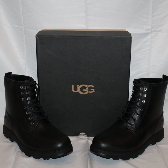 UGG KIRKSON LEATHER MEN'S WATERPROOF WORK WINTER BOOTS BLACK 13 - Picture 3 of 8